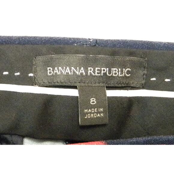 Banana Republic Women's Navy Ankle Pant Red Bold Floral Stretch Size 8 Statement - Picture 4 of 7